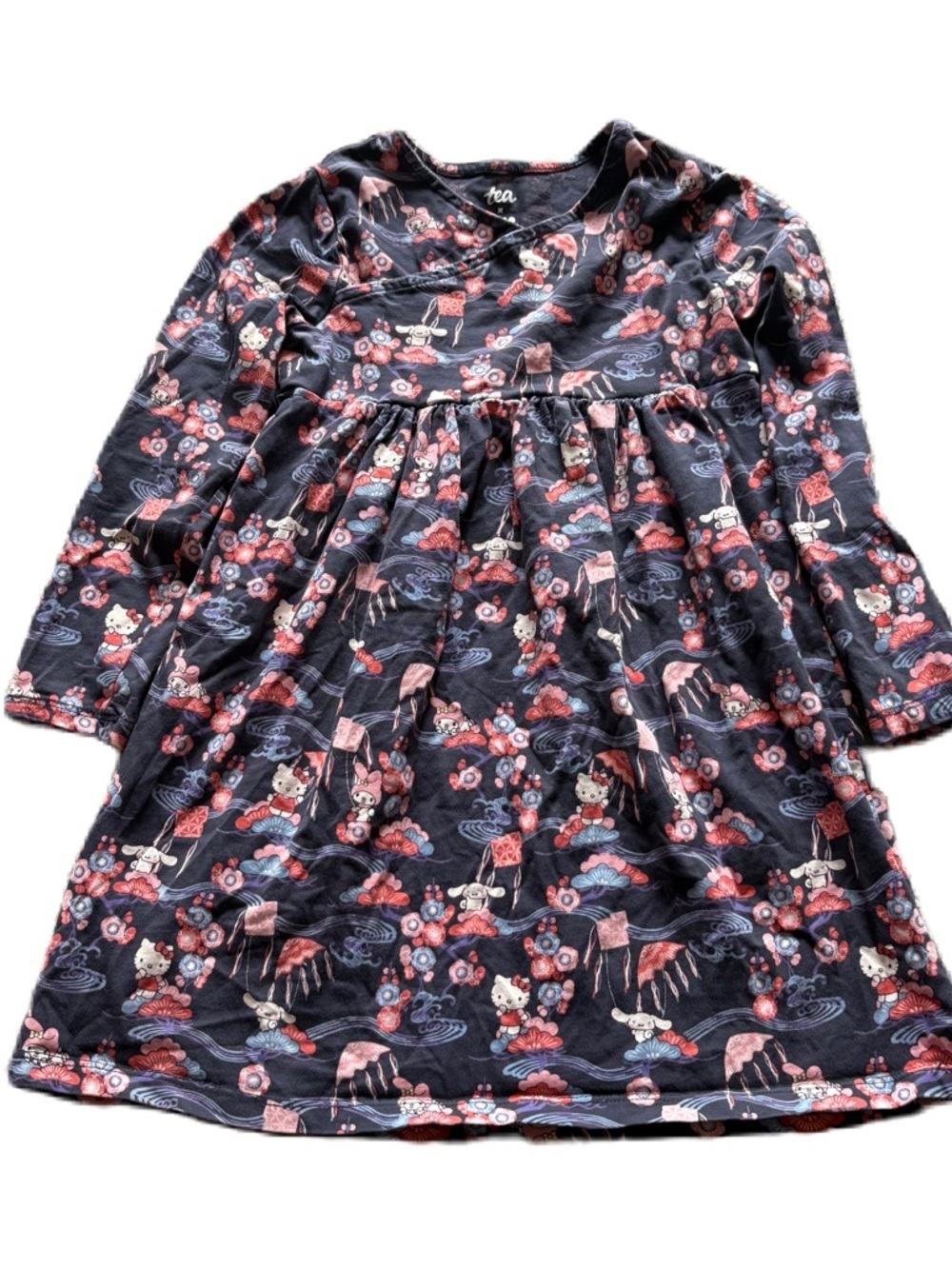Tea Collection X Hello Kitty Navy Dress Pink Floral Cinnamoroll Blue